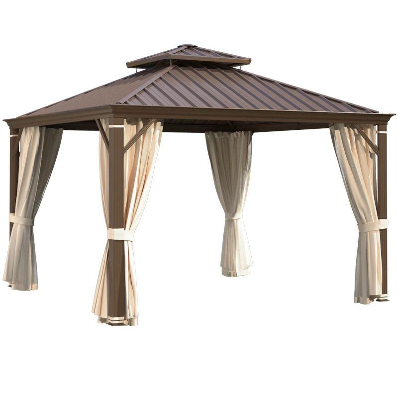 EROMMY 12' x 12' Beige Aluminum and Steel Hardtop Gazebo