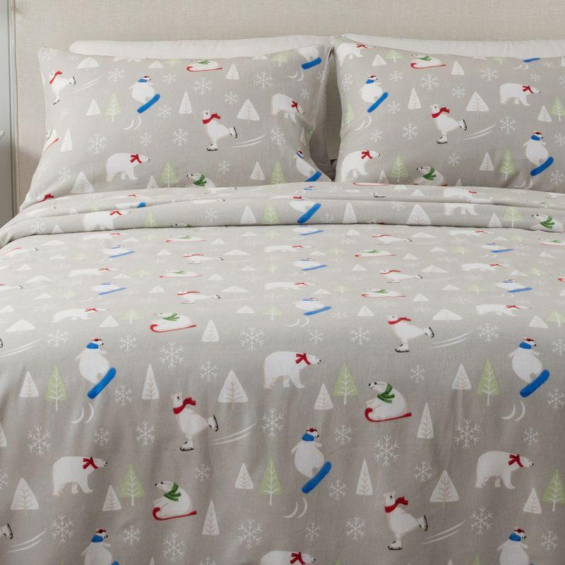 FreshFolds 100% Turkish Cotton Holiday Printed Flannel Sheet Set