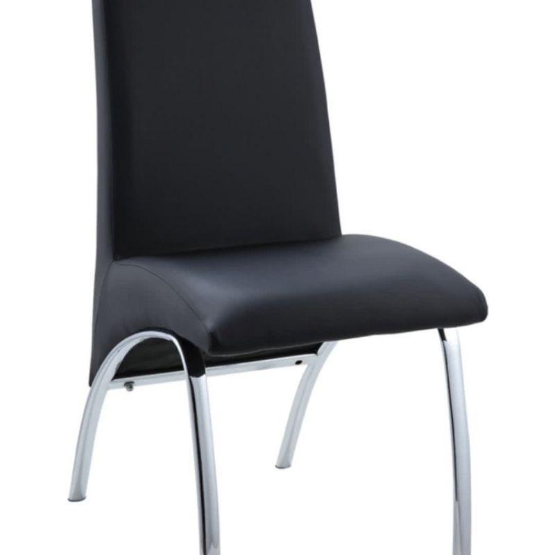 Set of 2 17" Pervis PU Dining Chairs Black/Chrome - Acme Furniture