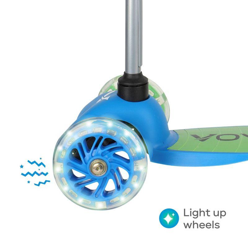 Voyager 3 Wheel Kick Scooter with Light Up Wheels and Tbar - Green