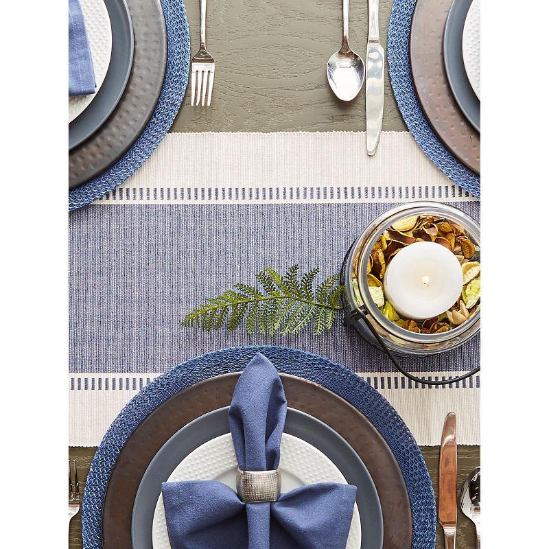 Design Imports  Ribbed Dobby Stripe Table Runner, French Blue, 13X108"