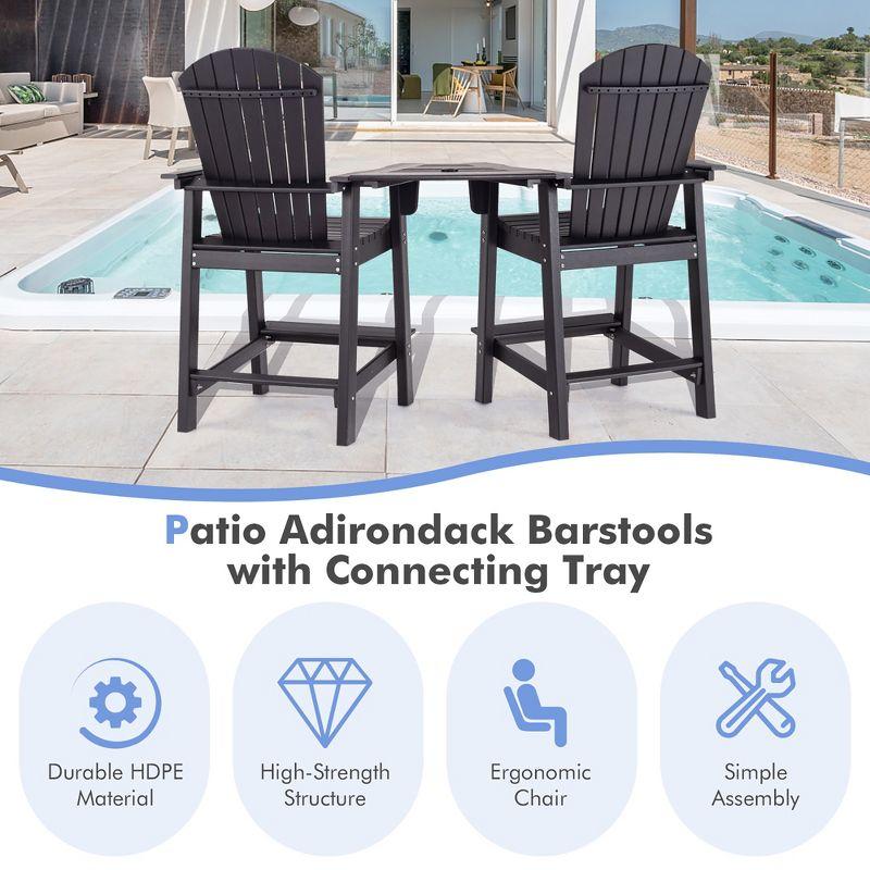 Rosecliff Heights HDPE Tall Adirondack Chair Set with Removable Double Trays (Set of 2)