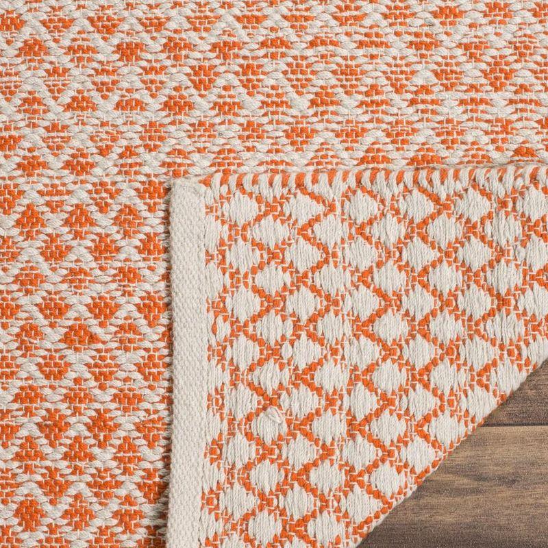 Coastal Charm Orange/Ivory Square Cotton Flatweave Rug