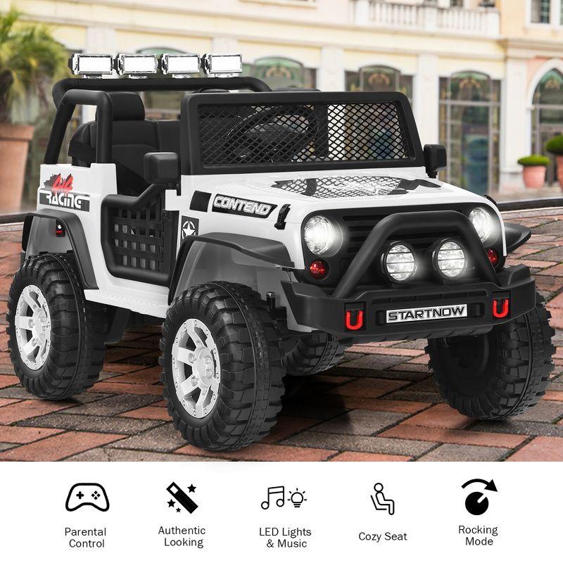 Costway 12V Kids Ride On Truck Remote Control Electric Car with Lights&Music White\Black\Pink\Red