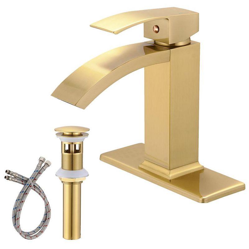 Brushed Gold Single Handle Waterfall Bathroom Faucet