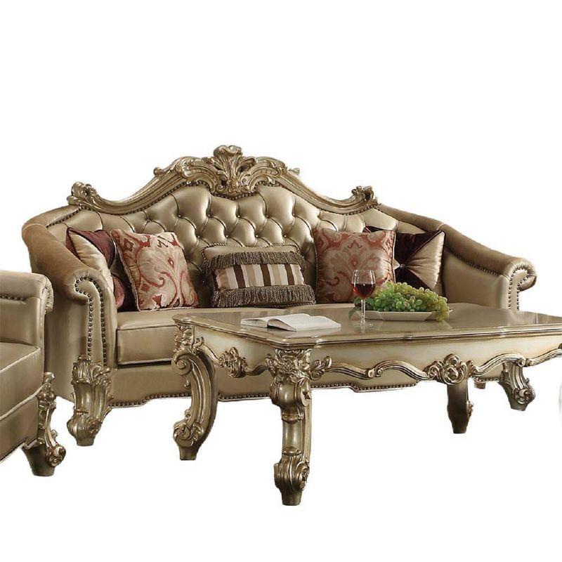 World Menagerie Cabildo Rolled Arm Sofa in Bone and Gold Patina