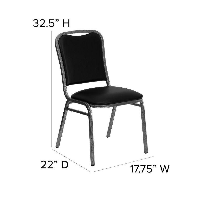 Flash Furniture HERCULES Series Stacking Banquet Chair in Black Vinyl - Silver Vein Frame