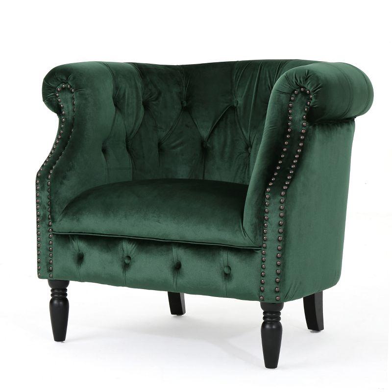 Emerald Velvet Tufted High Back Club Chair