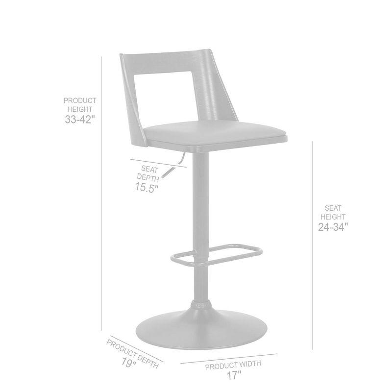 Armen Living Milan Adjustable Swivel Faux Leather Metal Barstool Black : Square Seat, Footrest, 250lb Capacity