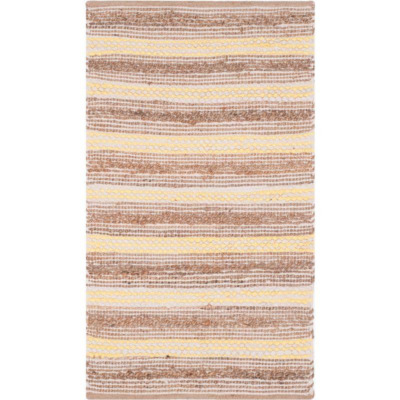 Natural Yellow Hand-Woven Jute Striped Area Rug 2'3" x 3'9"