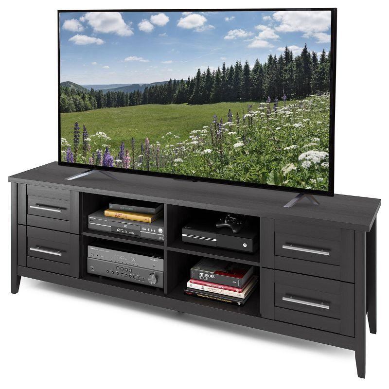 Jackson Extra Wide Drawer TV Stand for TVs up to 80" Black - CorLiving: Media Console with Cable Management, Laminate Finish