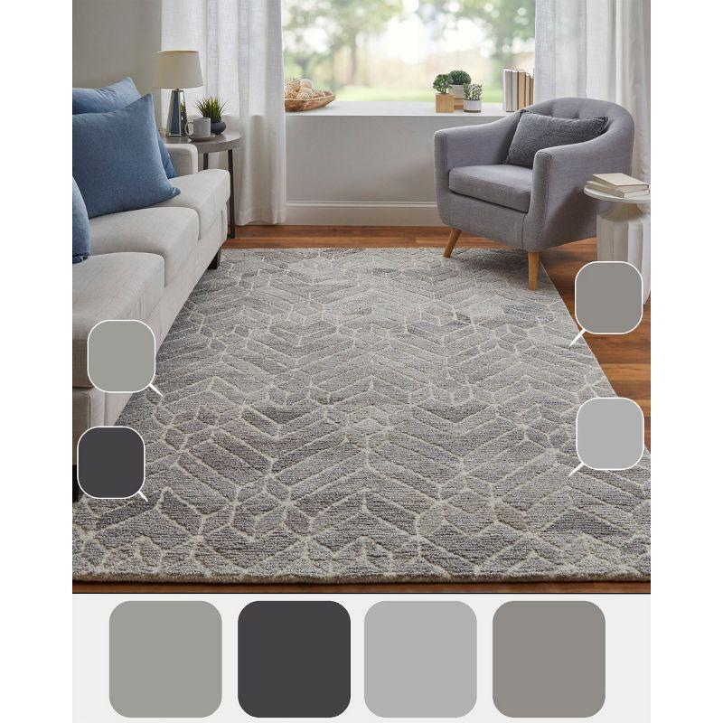 Asher Transitional Handmade Geometric Gray Wool Area Rug 3'6" x 5'6"