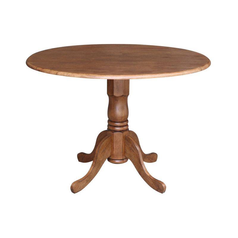 42" Distressed Oak Round Extendable Wood Dining Table