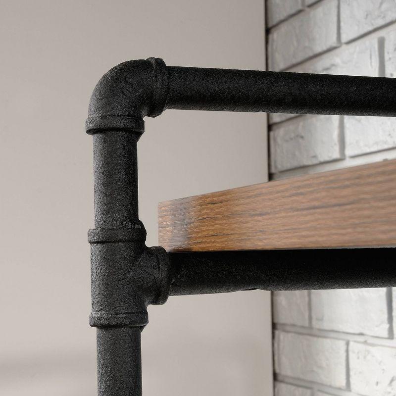 76" Tall Iron City Bookshelf Checked Oak - Sauder: 5-Shelf Metal Frame, Farmhouse Style, Rustic Storage: Vertical Shelving Unit