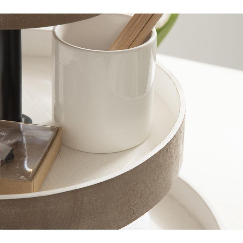 Kate and Laurel Woodmont Tray, 3 Tier, Rustic Brown and White