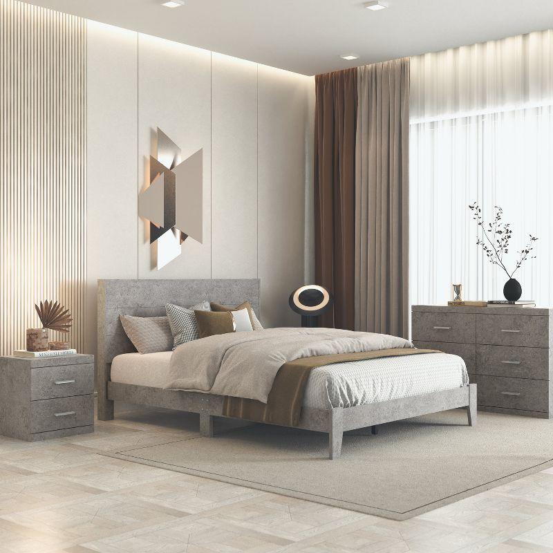 Galano Layton Wood Frame Queen Platform Bed with Headboard in Knotty Oak, Dusty Gray Oak, White, Black, Oslo Oak, Concrete Gray