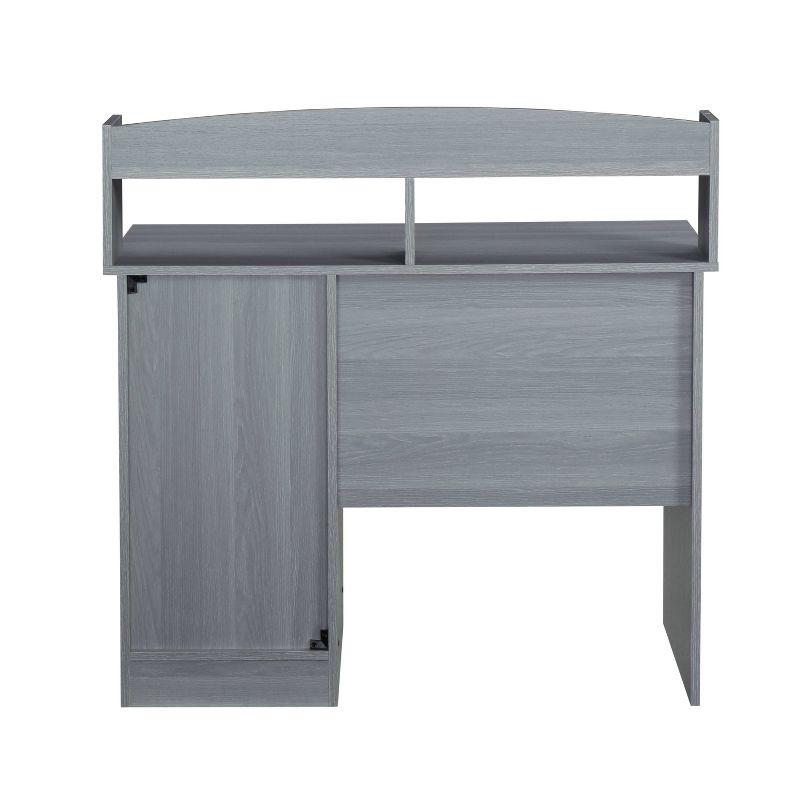 Modern Office Desk with Hutch Gray - Techni Mobili: Laminated Particle Board, Storage Hutch