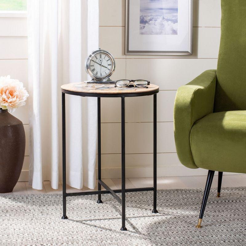 Lumi Agate Accent Table - Multi Color Black Agate/Natural/Black Legs - Safavieh.