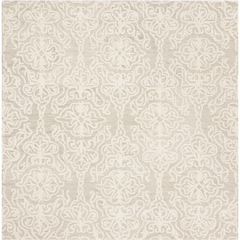 Blossom BLM112 Hand Tufted Indoor Area Rug - Silver/Ivory - 4'x4' - Safavieh