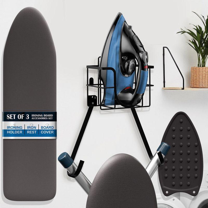 Bryt Ironing Board Holder, Wall Mount & Over the Door Hanger, Ironing Board Cover & Pad Set