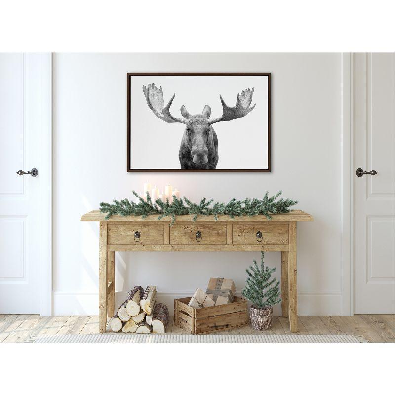 Kate & Laurel All Things Decor Sylvie Moose Black and White Framed Wall Art by Amy Peterson Art Studio Brown