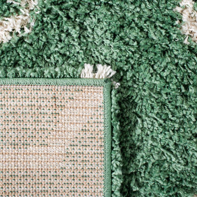 Green and Ivory Rectangular Shag Area Rug