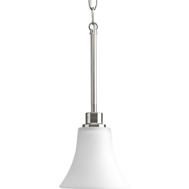 Progress Lighting Joy 1-Light Mini-Pendant, Brushed Nickel, Fluted Glass