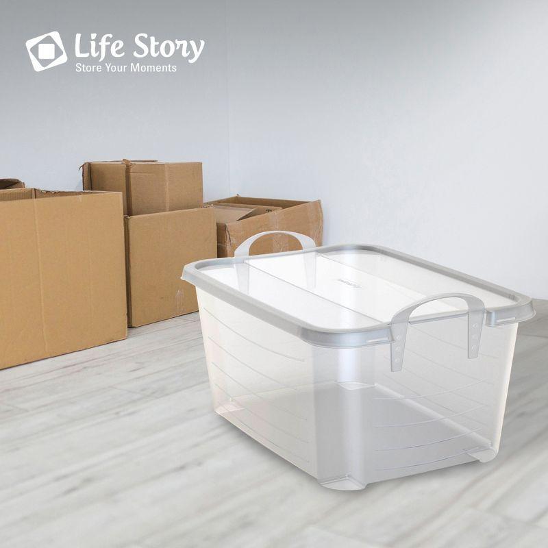 Life Story Multi-Purpose 55 Quart Stackable Storage Container with Secure Snapping Lids for Home Organization