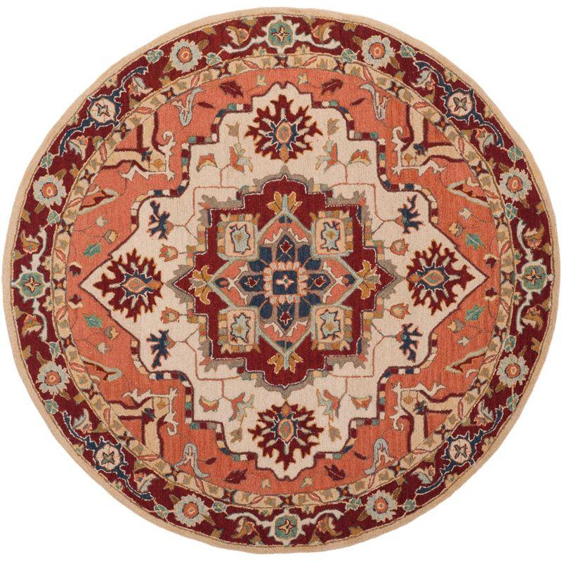 Chelsea HK709 Hand Hooked Area Rug - Red/Ivory - 8' round - Safavieh.