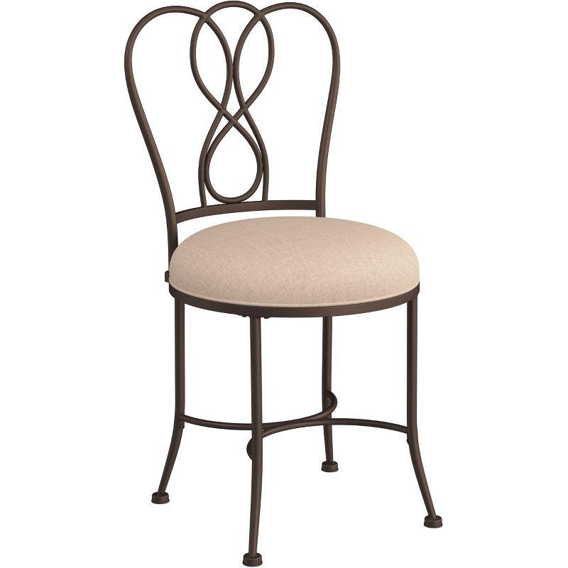 Elegant Christina Bronze Metal Vanity Stool with Cream Linen Seat