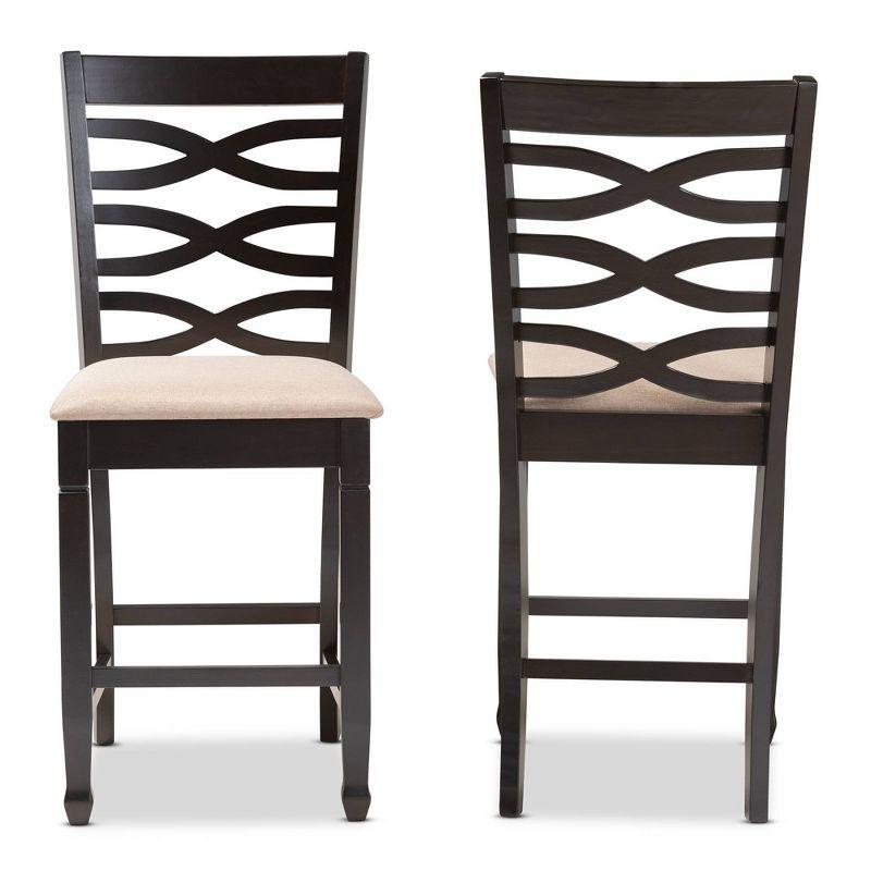 Baxton Studio Set of 2 Caron Finished Wood Counter Height Barstools Sand Brown: Rubberwood Frame, Foam Padded, Cut-Out Back Design