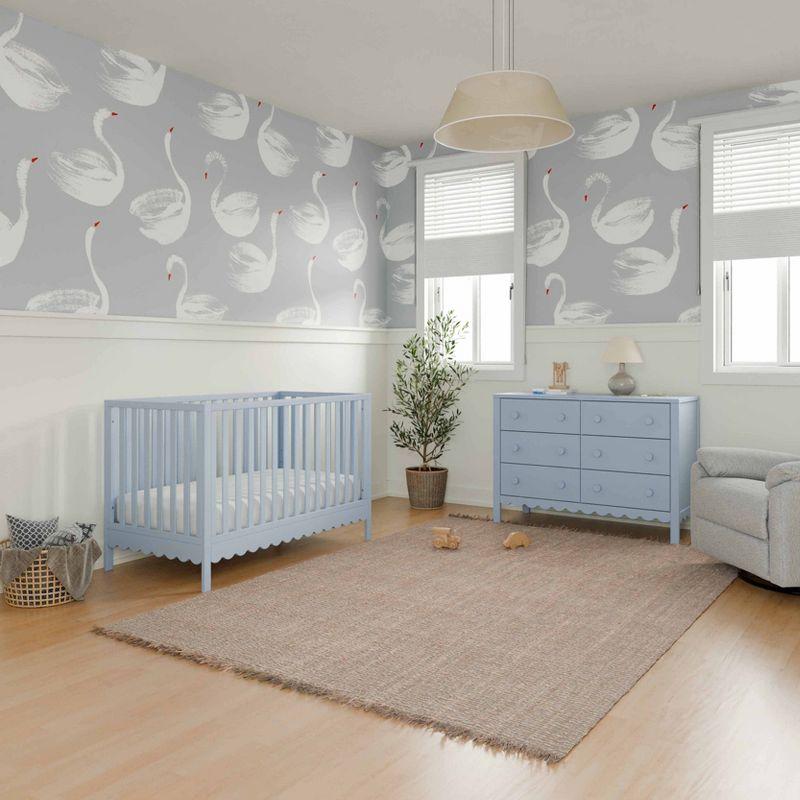 Powder Blue Pine Wood 4-in-1 Convertible Crib