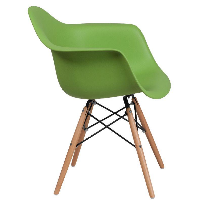 Flash Furniture Alonza Series Plastic Chair with Arms and Wooden Legs