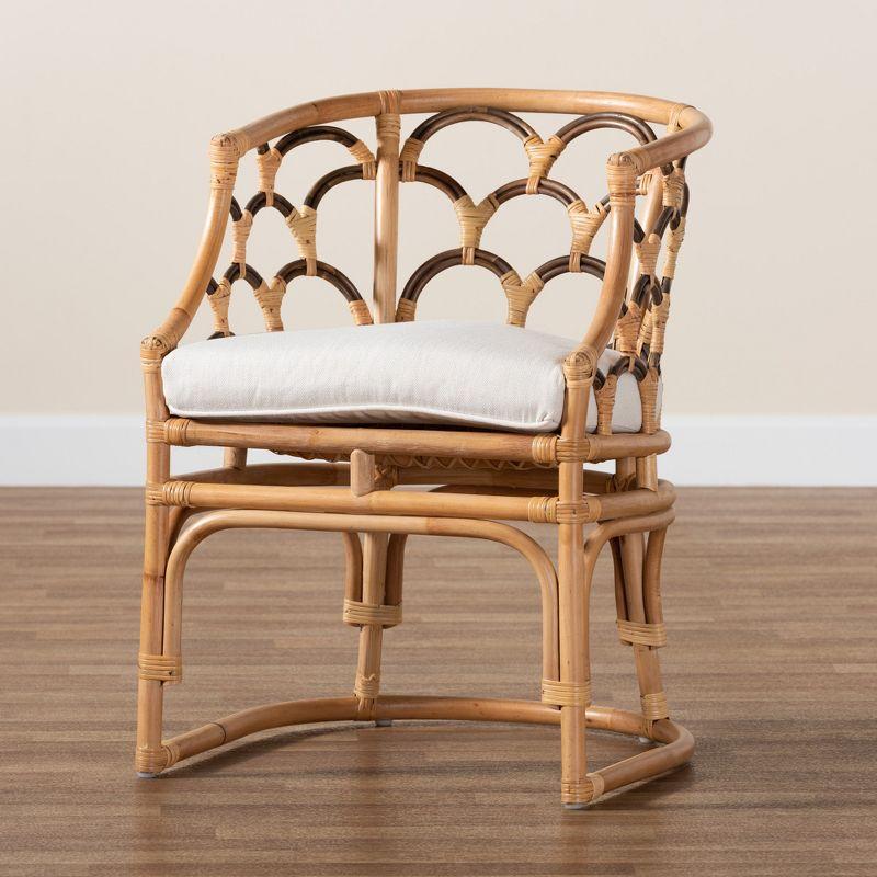 bali & pari Aster Modern Bohemian Natural Brown Rattan Armchair