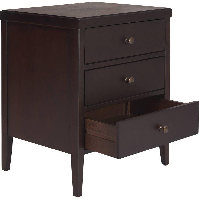 Finley Dark Brown Solid Wood 3-Drawer Nightstand