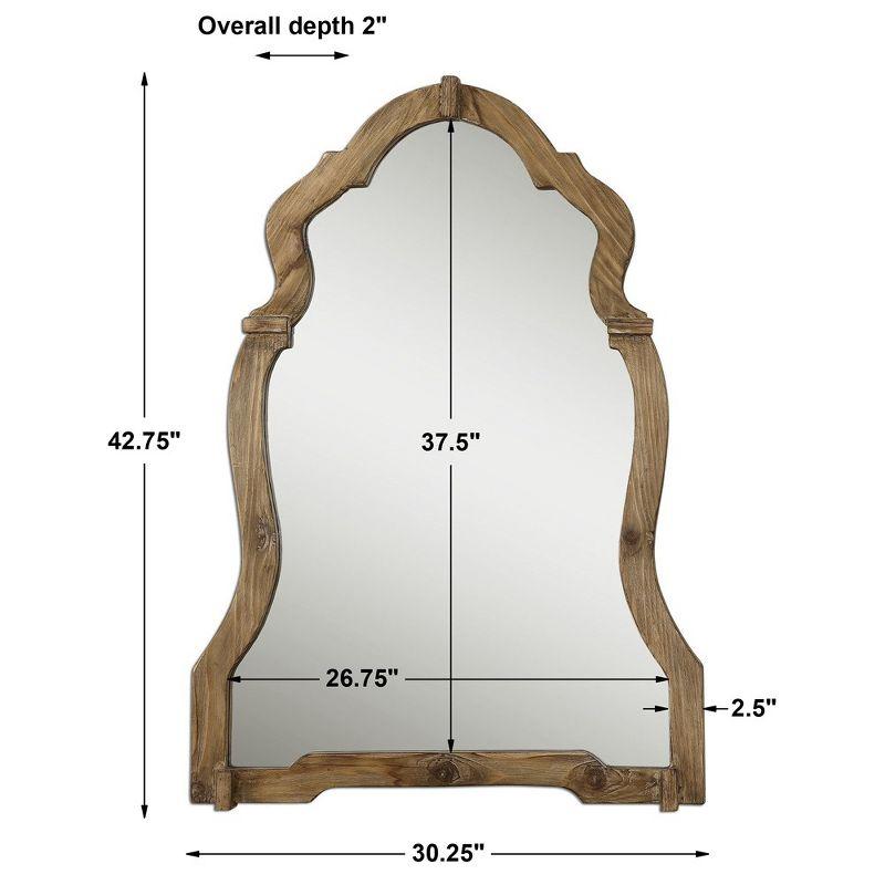 Crowned Top Medium Wood Rustic Wall Mount Accent Mirror