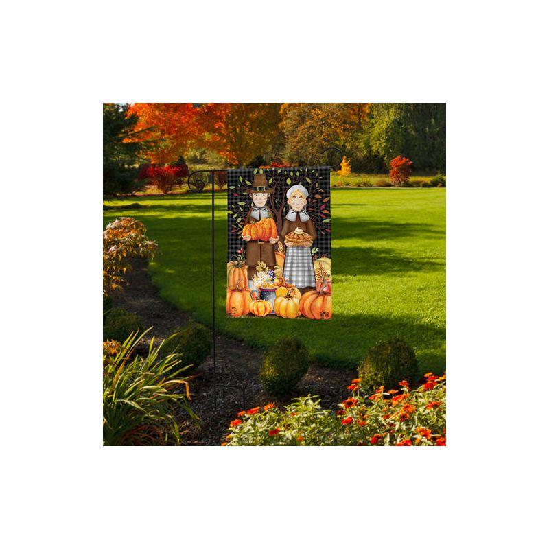 Pilgrims Thanksgiving Garden Flag Pumpkins Pie 18" x 12.5" Briarwood Lane