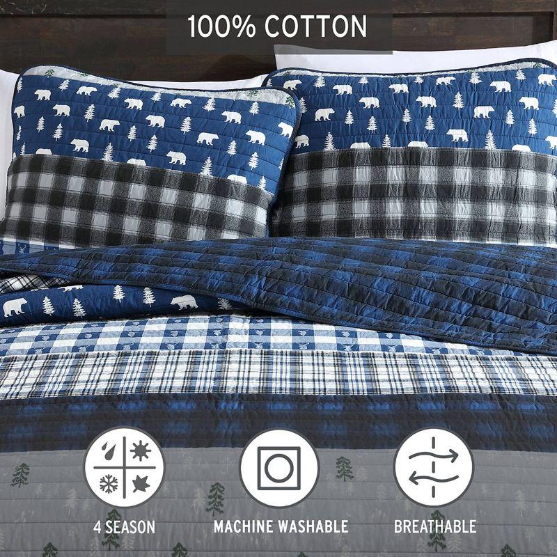 Eddie Bauer Blue Creek Plaid Cotton Reversible Quilt Set