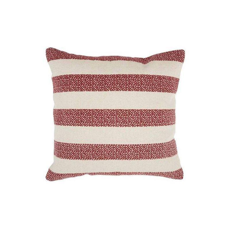 20"x20" Red and White Striped Square Throw Pillow