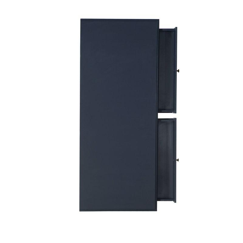 Campaign 2 Drawer Desk Blue/Gold - Linon: Matte Gold Legs, MDF, Metal Hardware