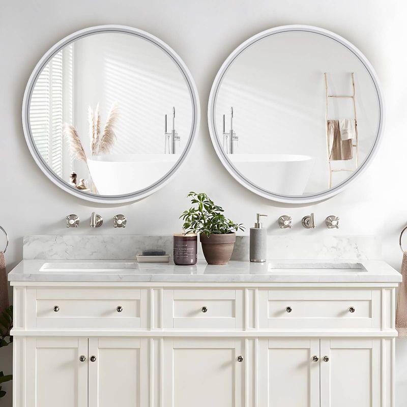 WallBeyond 28" Wood Round Mirror White