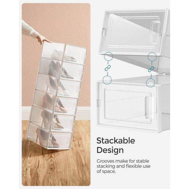 SONGMICS Shoe Boxes Clear Stackable Plastic Shoe Storage Boxes with Lids 12 Pack Shoe Organizers For Closet