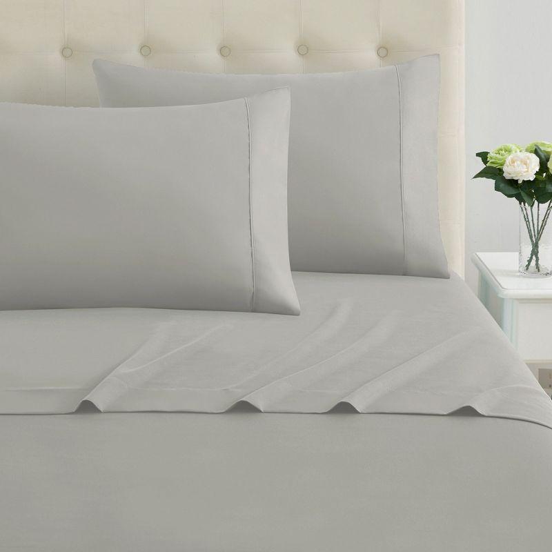 King Gray Cotton Percale 4-Piece Sheet Set