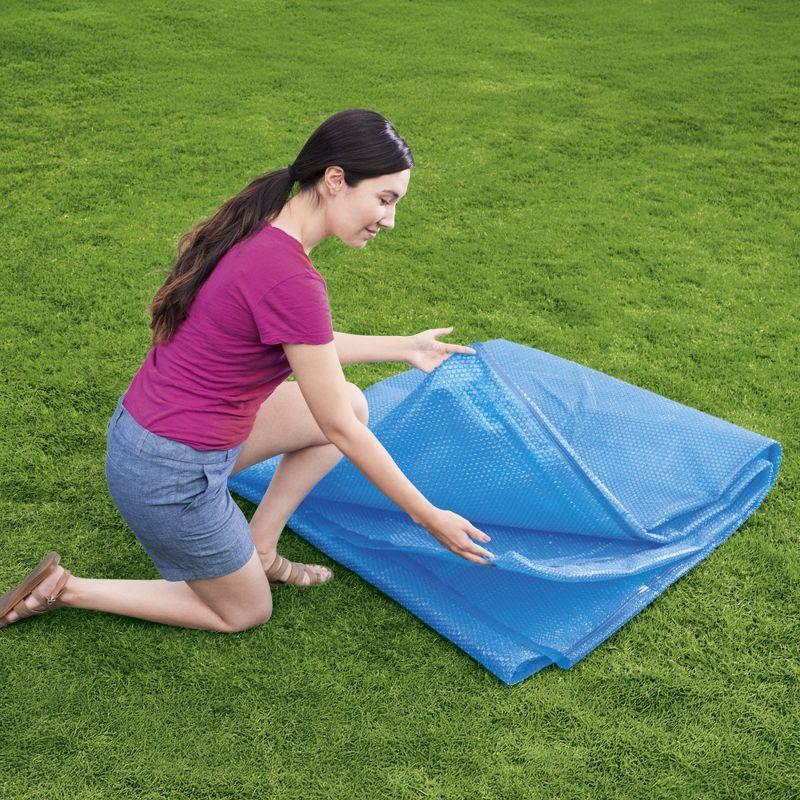 Bestway Flowclear 18 Foot Round Solar Heat Secure Pool Cover for Above Ground Swimming Pools with Storage Bag, Blue (Cover Only)