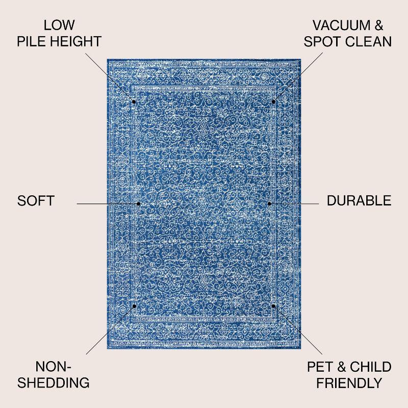 4'x6' Ferro Filigree Charcoal Black and White Area Rug, Blue - JONATHAN Y