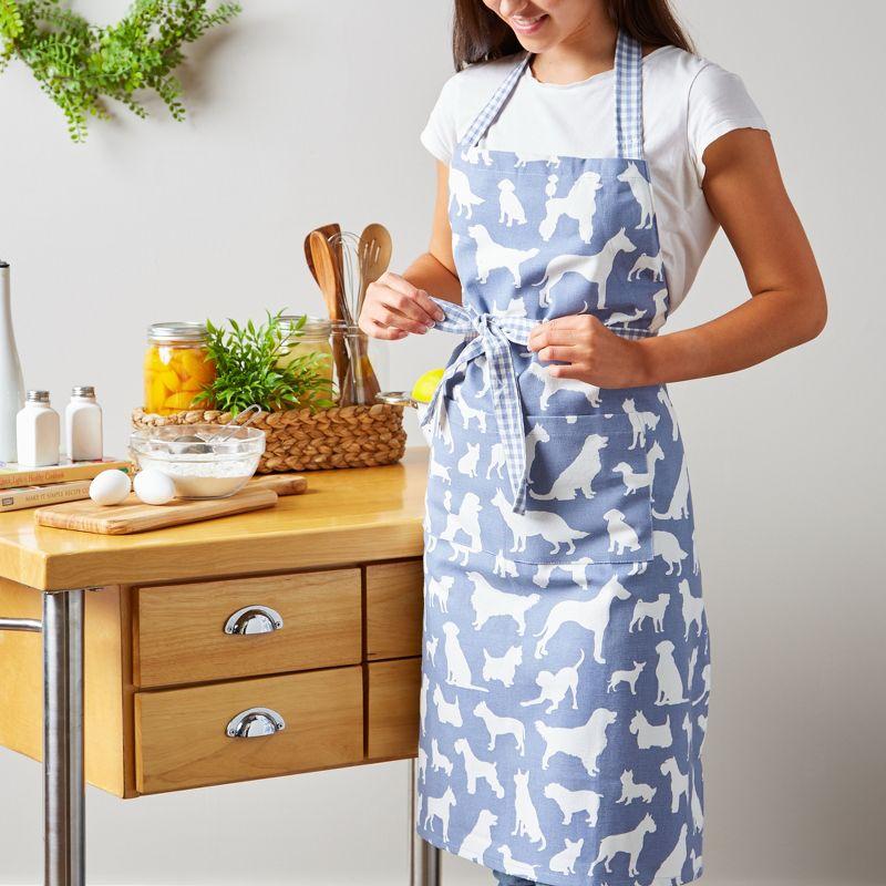 Design Imports Stonewash Blue Dog Print Chef Apron