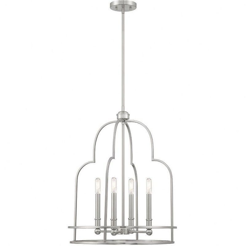 Satin Nickel 4-Light Adjustable Pendant with Incandescent Bulbs