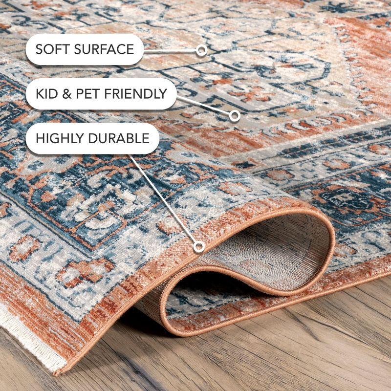Nuloom Zara Medallion 2x6 Runner Indoor Area Rug for Living Room Bedroom Dining Room Entryway Hallway Kitchen, Rust/Blue