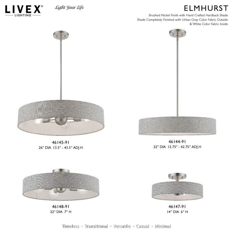 Livex Lighting Elmhurst 4 - Light Semi-Flush Mount in  Brushed Nickel/Shiny White