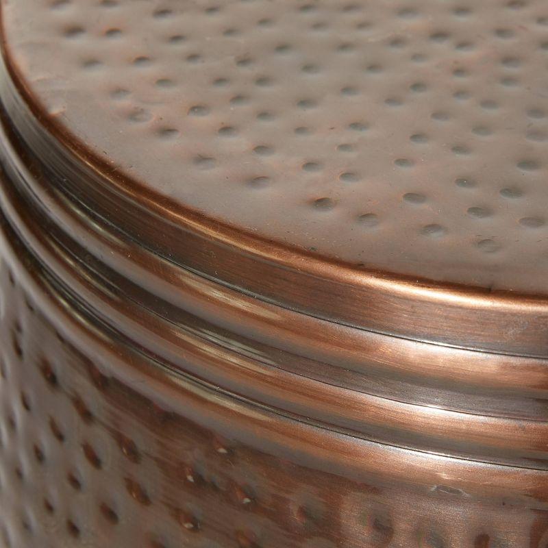 Metal Drum Copper Colored Accent Table - Olivia & May: Hammered Aluminum, Indoor Use, Fully Assembled